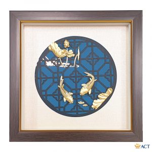 Quà tặng tranh Cá Chép Hoa Sen dát vàng 24k ACT GOLD ISO 9001:2015 (Mẫu 2)