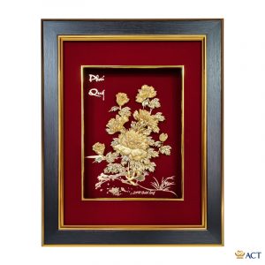Quà tặng tranh Hoa Mẫu Đơn dát vàng 24k ACT GOLD ISO 9001:2015 (Mẫu 1)