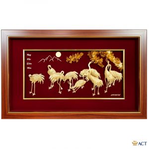 Tranh Tùng Hạc  dát vàng 24k ACT GOLD ISO 9001:2015 (Mẫu 1)