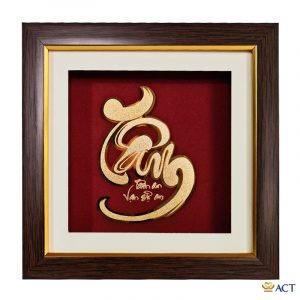 Quà tặng Tranh Chữ Tâm dát vàng 24k ACT GOLD ISO 9001:2015(Mẫu 1)