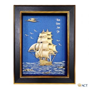 Quà tặng tranh Thuyền dát vàng 24k ACT GOLD ISO 9001:2015 (Mẫu 9)