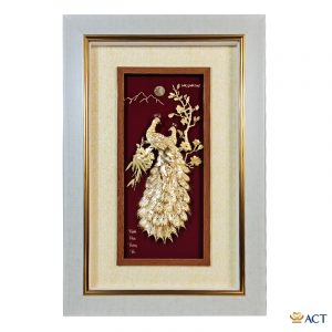 Quà tặng tranh Đôi Chim Công dát vàng 24k ACT GOLD ISO 9001:2015 (Mẫu 13)