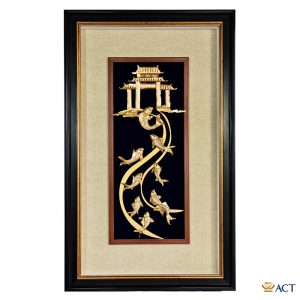 Quà tặng tranh Cá Chép Vượt Vũ Môn  dát vàng 24k ACT GOLD ISO 9001:2015 (Mẫu 1)