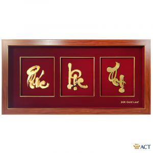 Quà tặng Tranh Chữ Phúc Lộc Thọ dát vàng 24k ACT GOLD ISO 9001:2015