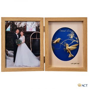 Quà tặng Khung Ảnh Đôi Chim Ruồi dát vàng 24k ACT GOLD ISO 9001:2015(Mẫu 2)