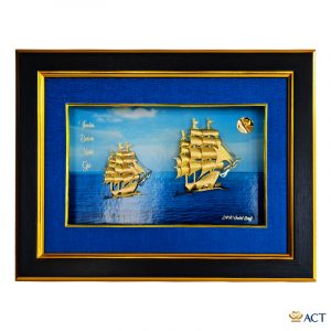 Quà tặng tranh Thuyền dát vàng 24k ACT GOLD ISO 9001:2015 (Mẫu 43)