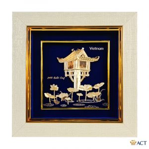 Tranh Chùa Một Cột  dát vàng 24k ACT GOLD ISO 9001:2015 (Mẫu 3)