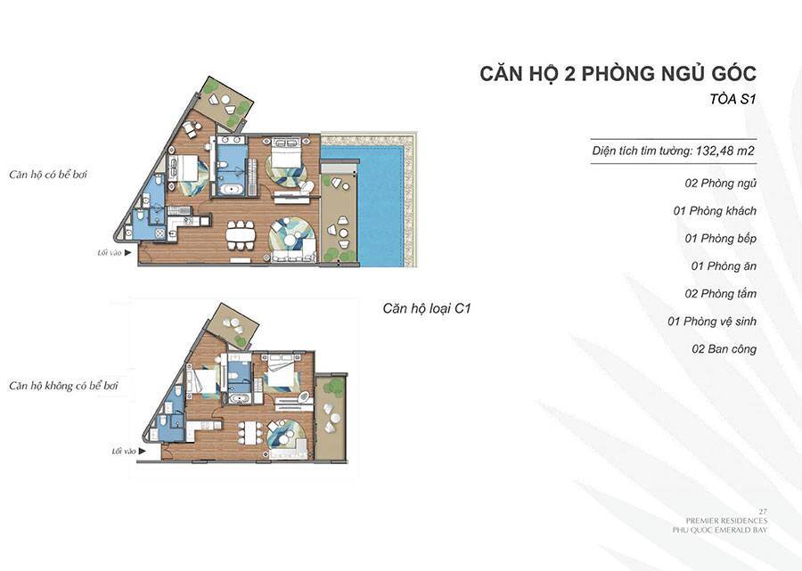 Căn hộ 01PN góc Premier Residences Phu Quoc Emerald Bay