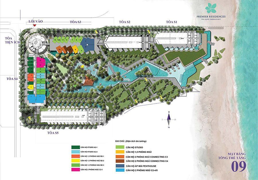 Mặt bằng tầng 9 Premier Residences Phu Quoc Emerald Bay