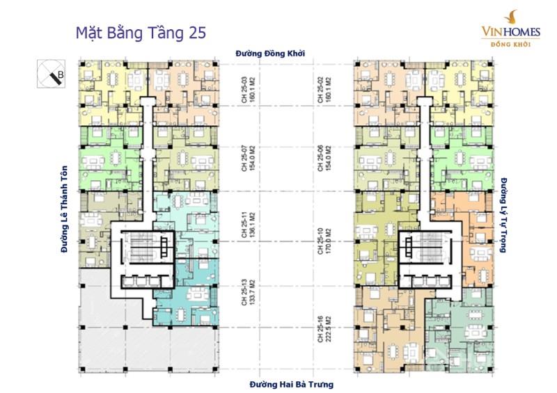 Mặt bằng Vinhomes Đồng Khởi -tầng25