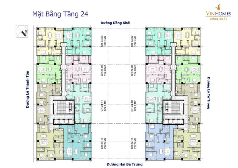 Mặt bằng Vinhomes Đồng Khởi -tầng24