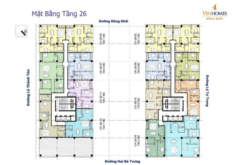 Mặt bằng Vinhomes Đồng Khởi -tầng26