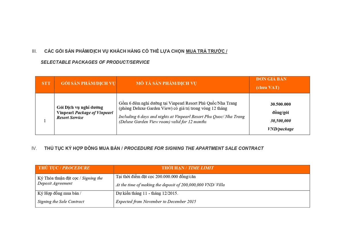 Chính sách bán hàng, ưu đãi Vinhomes New Center-2