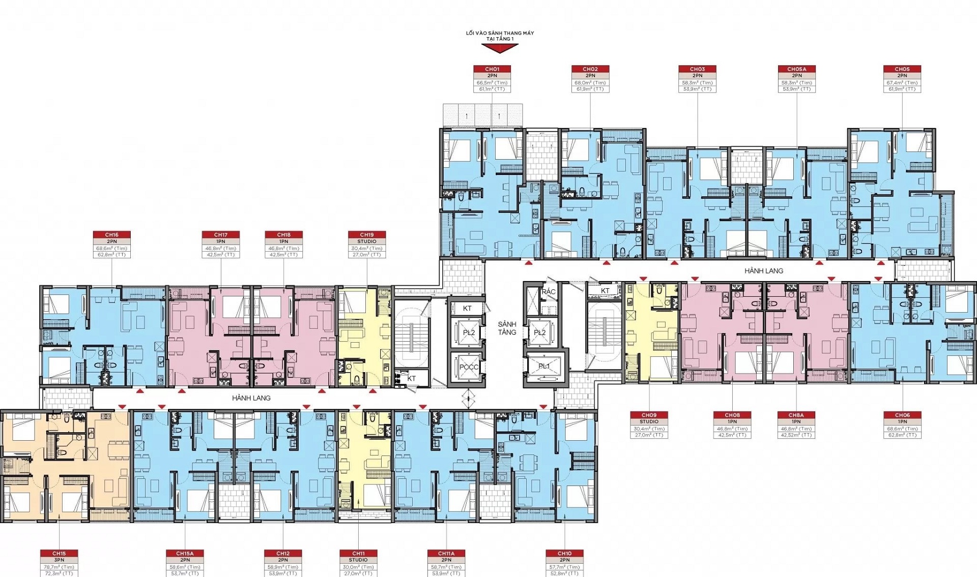 Mặt bằng tầng điển hình Vinhomes New Center