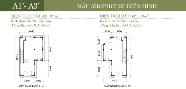 Mặt bằng chi tiết shophouse Vinh-2