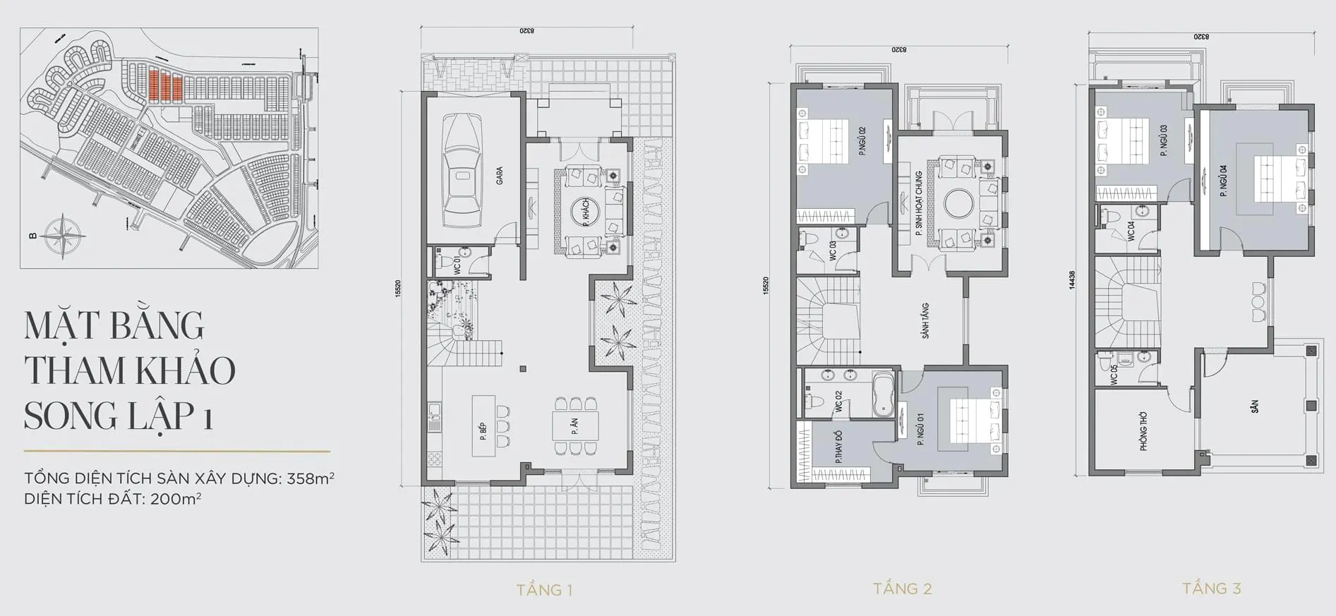 Mặt bằng biệt thự song lập Vinhomes Imperia