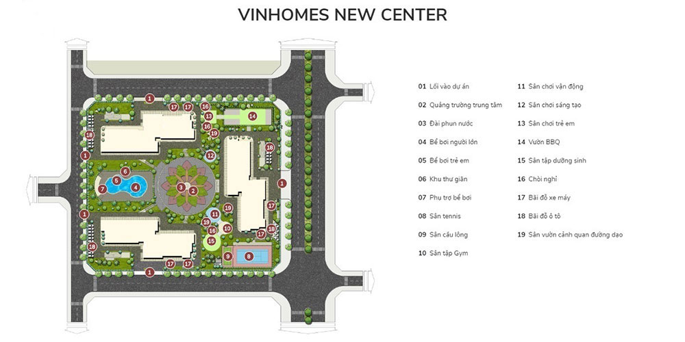 Mặt bằng tổng thể Vinhomes New Center