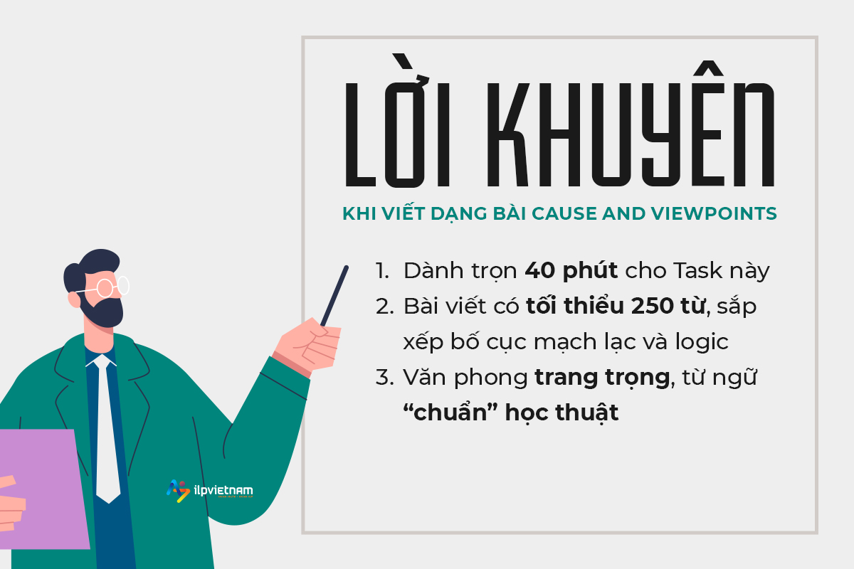 lời khuyên khi viết dạng bài causes and viewpoints