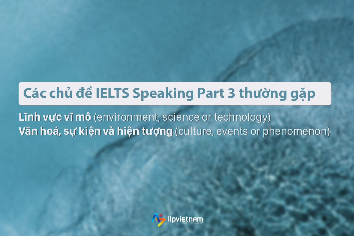 chủ đề bài thi ielts speaking part 3 thường gặp