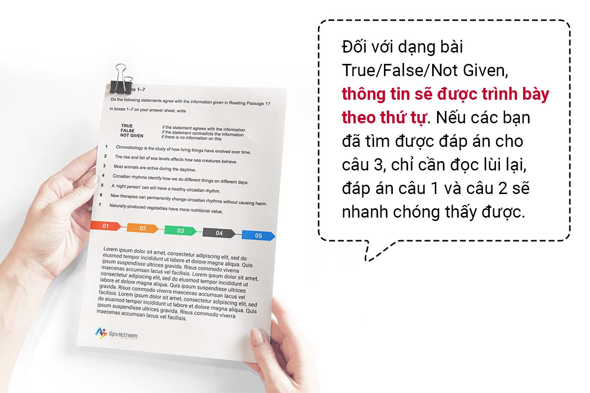 thông tin dạng bài True False Not Given