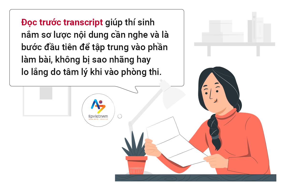 đọc trước transcript trong IELTS Listening Section 1