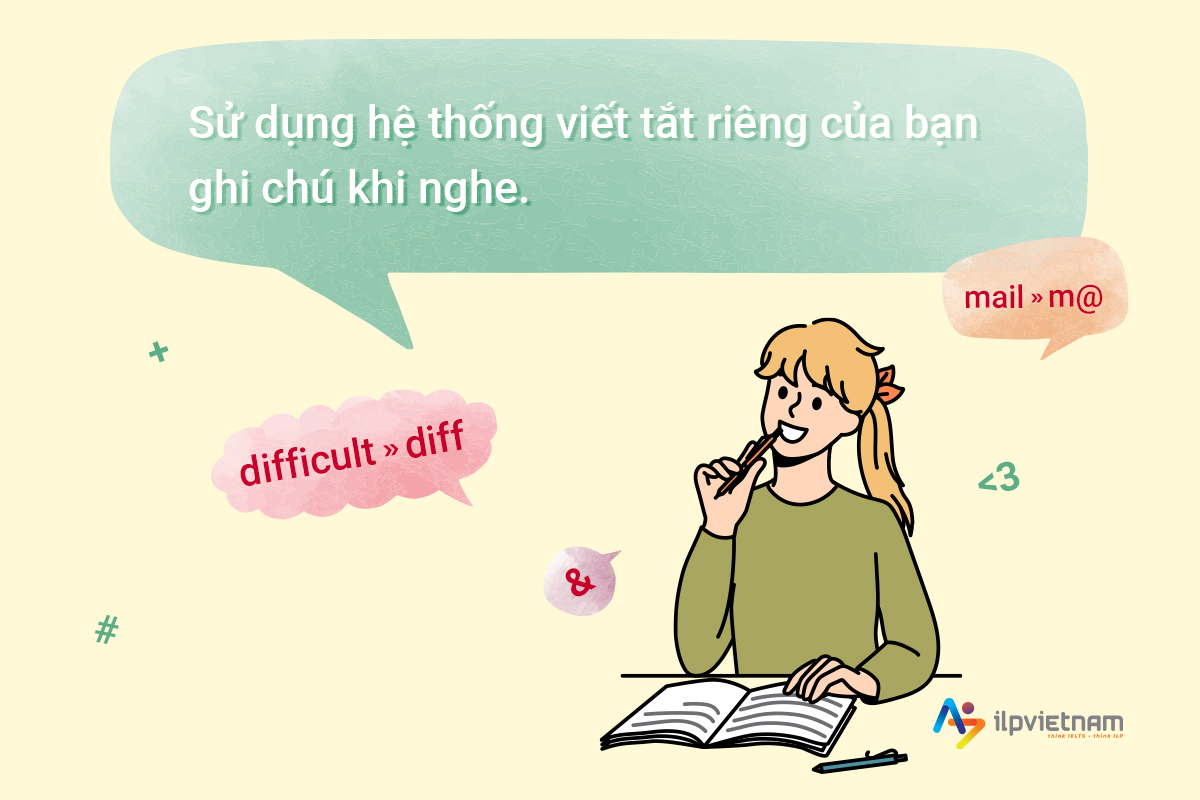 Sử dụng hệ thống viết tắt riêng của bạn khi nghe