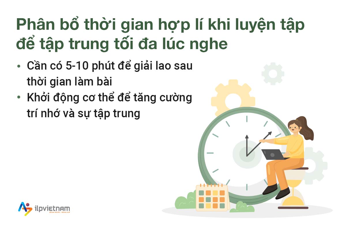 phân bổ thời gian hợp lý để tăng sự tập trung khi nghe