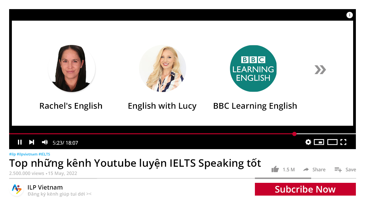 TOP 05 KÊNH YOUTUBE LUYỆN IELTS SPEAKING “ĐỈNH CHÓP”