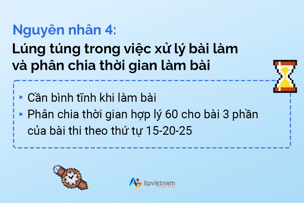 không quản lý tốt thời gian làm bài ảnh hưởng đến tốc độ làm bài ielts reading