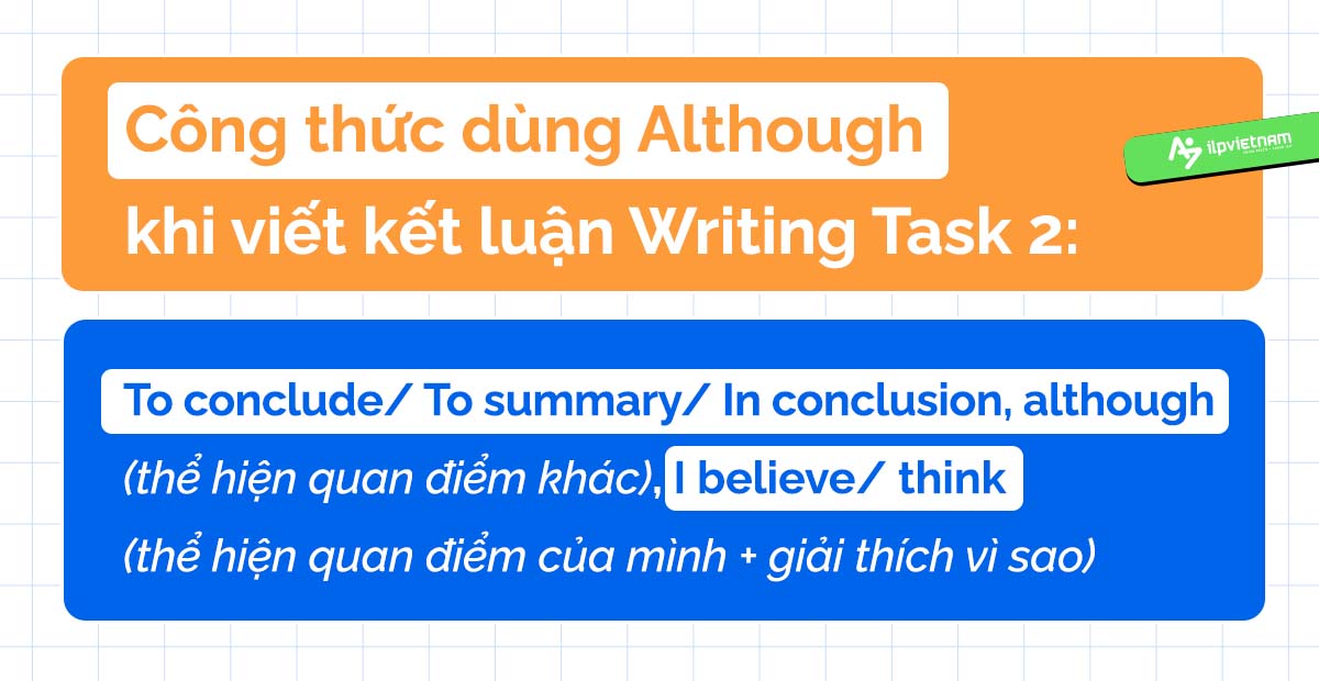 cách dùng although trong ielts writing task 2