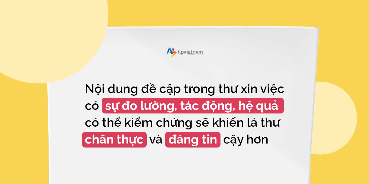 minh chứng nội dung trong thư xin việc