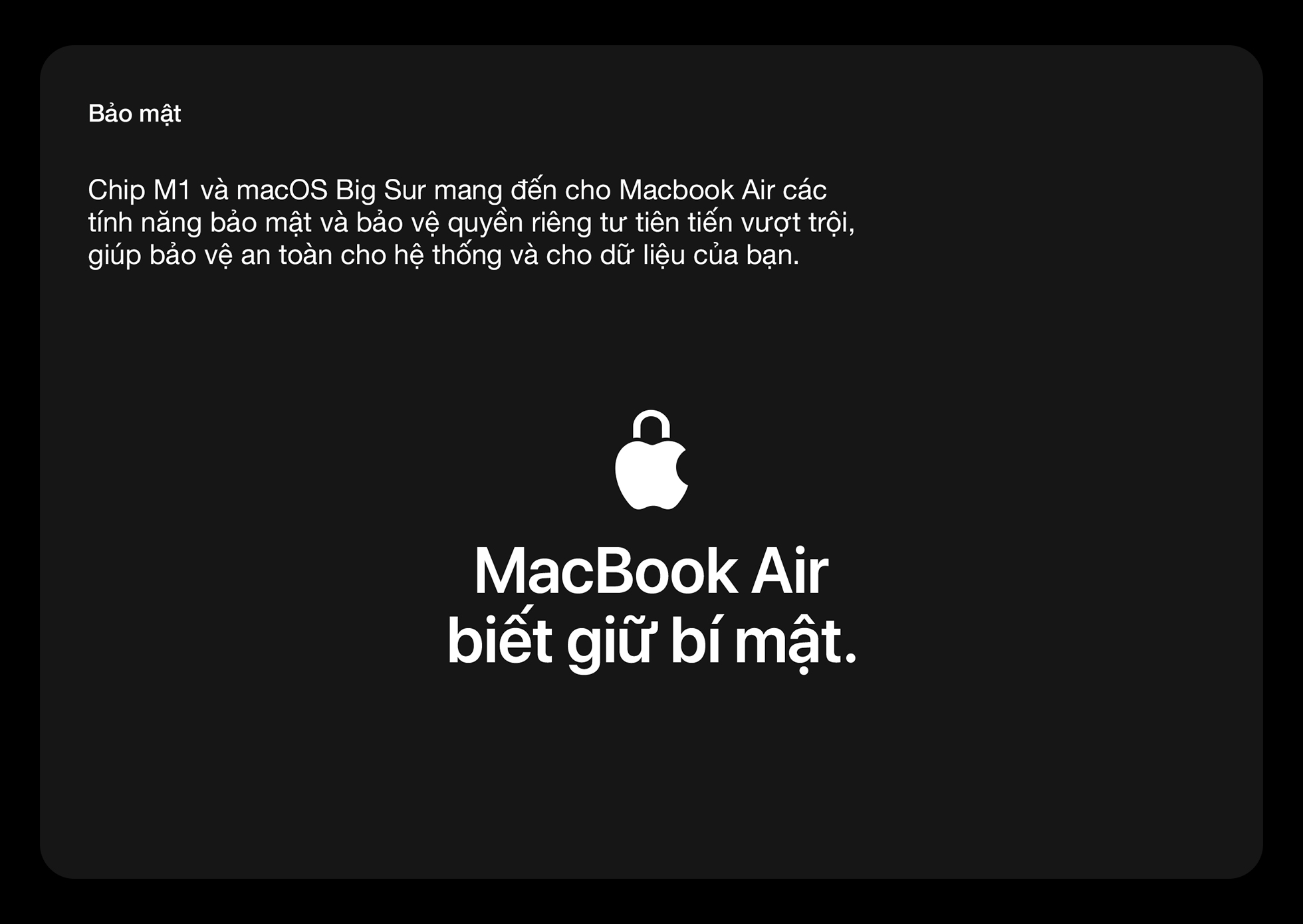 MacBook Air M1 2020 - Bảo mật MacBook Air M1 2020 - Bảo mật