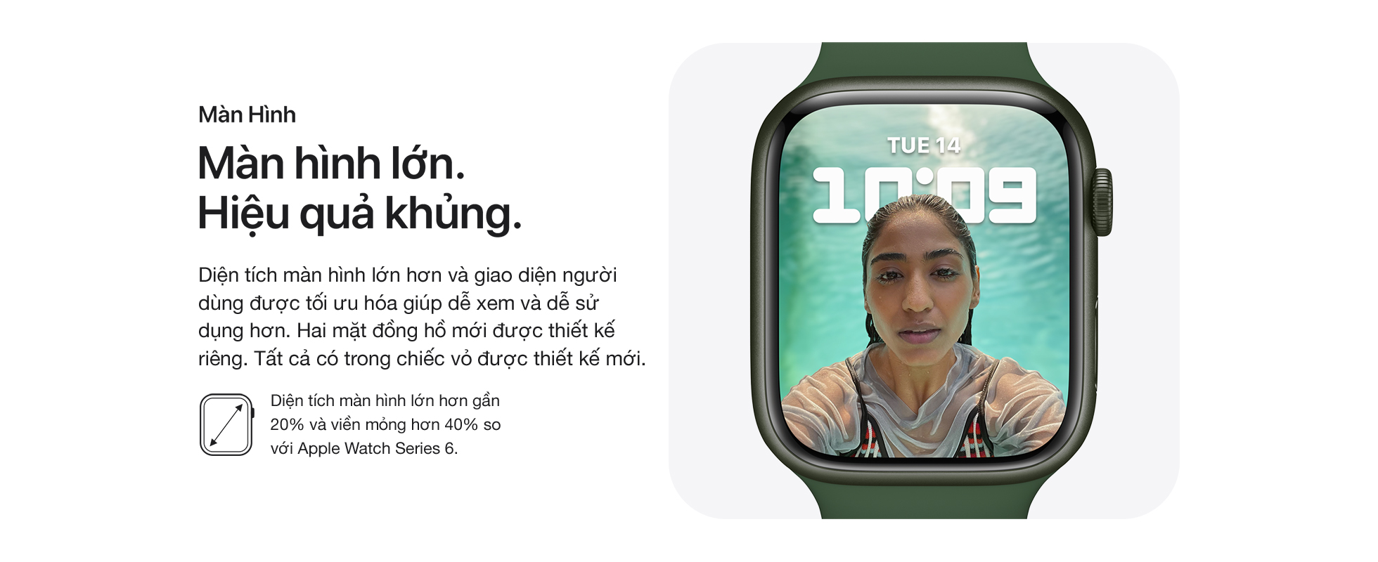 Apple Watch Series 7 LTE 41mm - Màn hình lớn