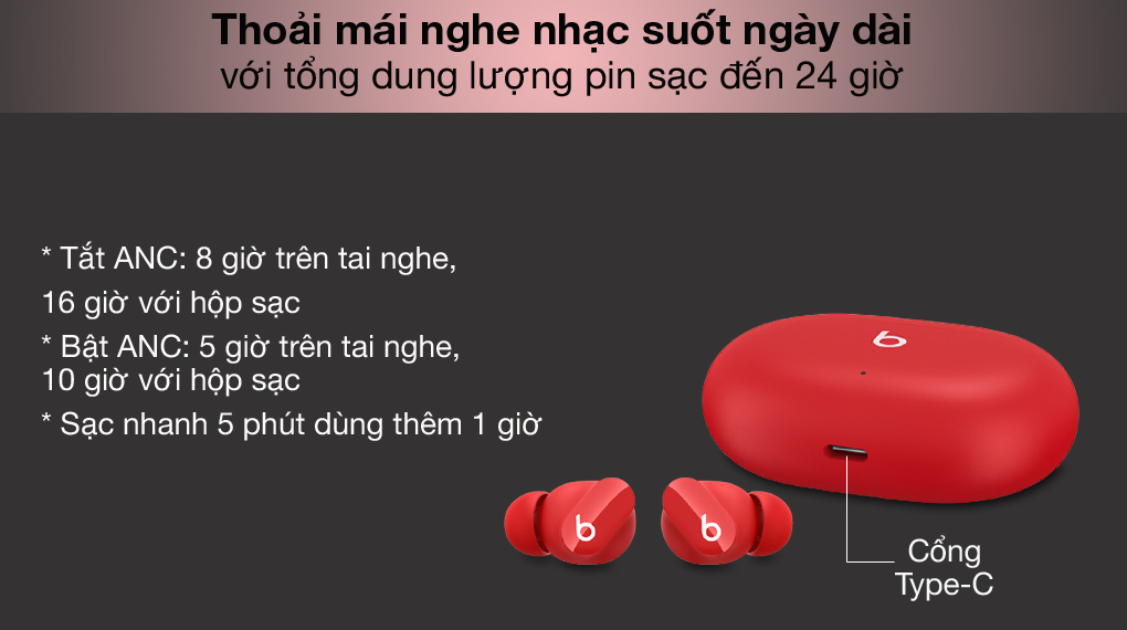Pin sạc - Beats Studio Buds MJ503 Đỏ Pin sạc - Beats Studio Buds MJ503 Đỏ
