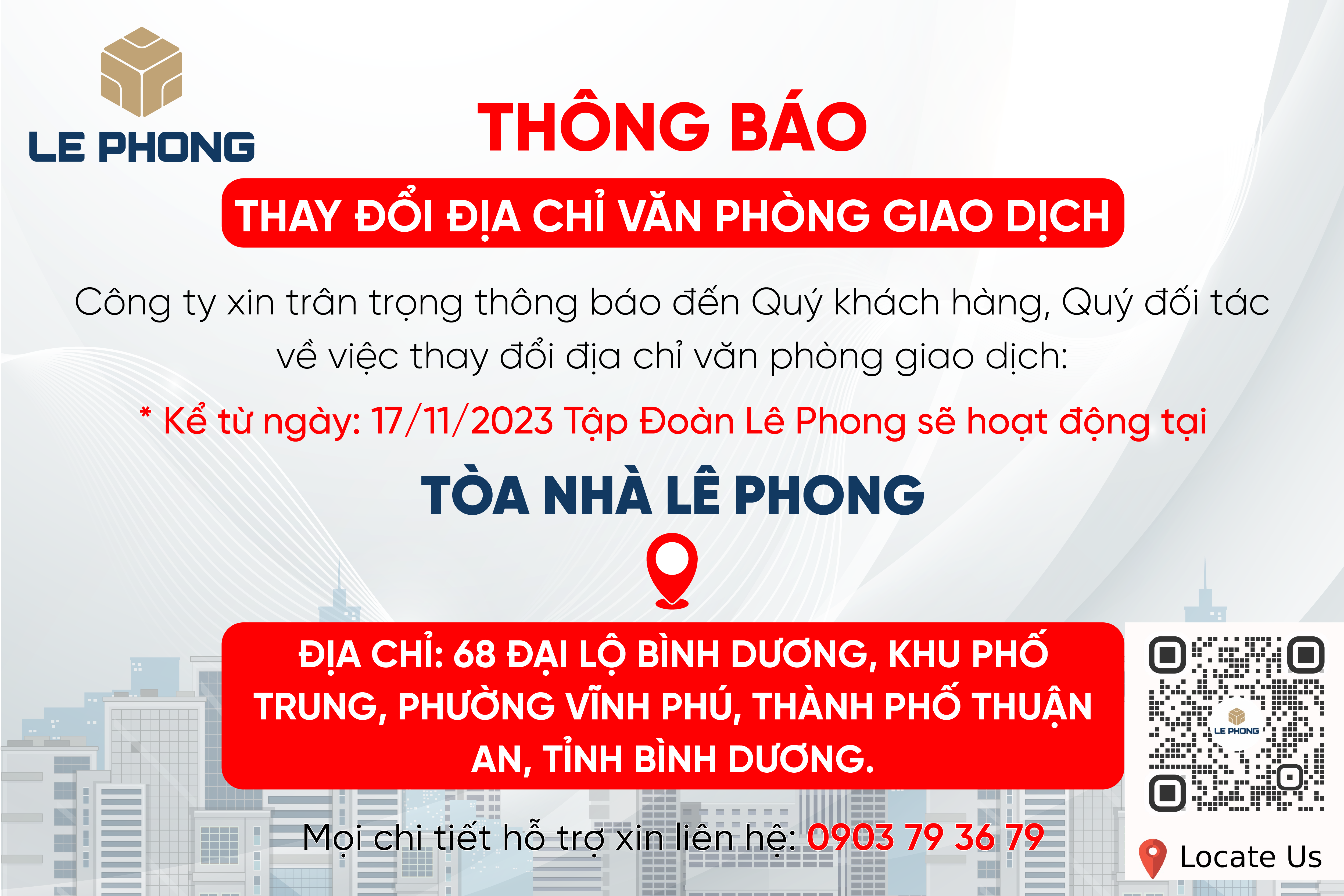 THÔNG BÁO VỀ VIỆC THAY ĐỔI ĐỊA CHỈ VĂN PHÒNG GIAO DỊCH