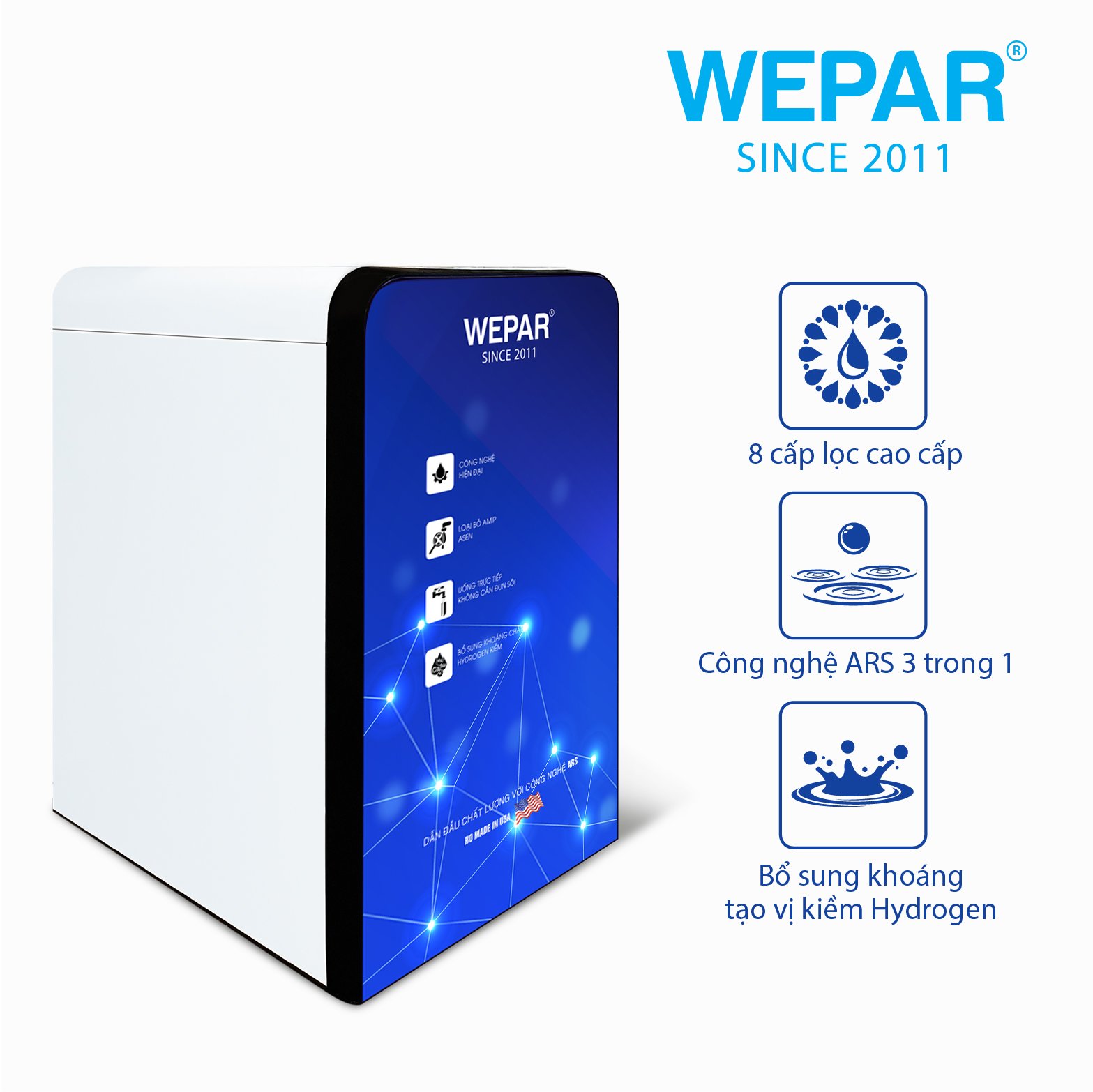 Máy lọc nước để bàn WEPAR WP8-Lux Hydrogen cao cấp Máy lọc nước để bàn WEPAR WP8-Lux Hydrogen cao cấp