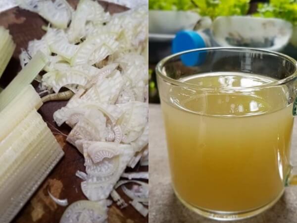 Sử dụng nhựa chuối: cắt phần thân cây chuối để chảy nhựa ra ly đựng nước. Nếu nước chuyển mang màu đậm tức là nước đã nhiễm phèn. Tùy vào mức độ màu sắc từ nhạt sang đậm có thể biết được lượng phèn nhiễm nhiều hay ít.