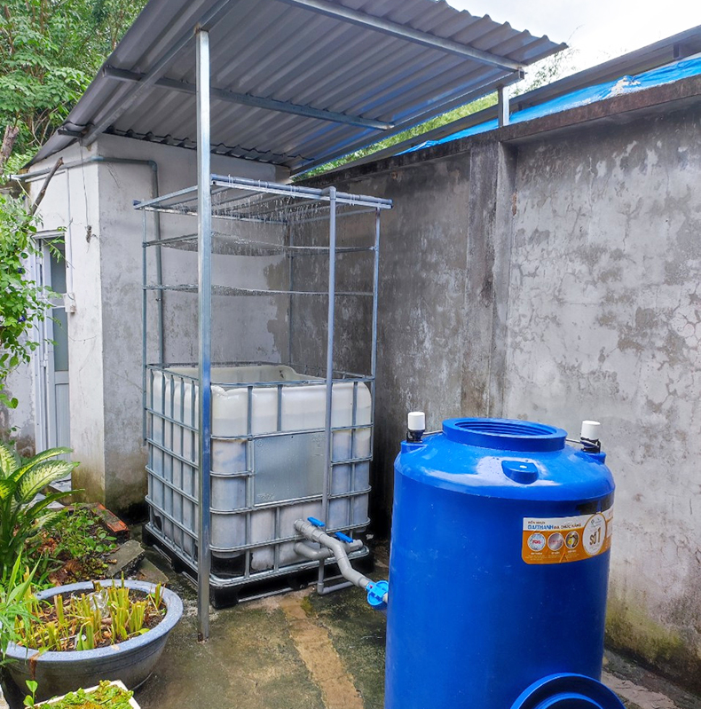Hệ thống bồn lọc và dàn phun mưa ở Củ Chi